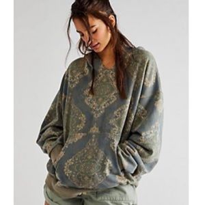 Free People green print hoodie sweatshirt